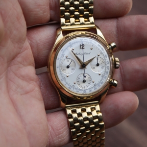mathey Tissot gold chronograph