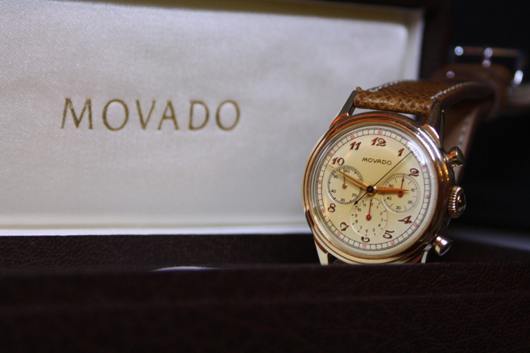 MOVADO M95 Chronograph Yellow Gold 1950's - Vintage Times