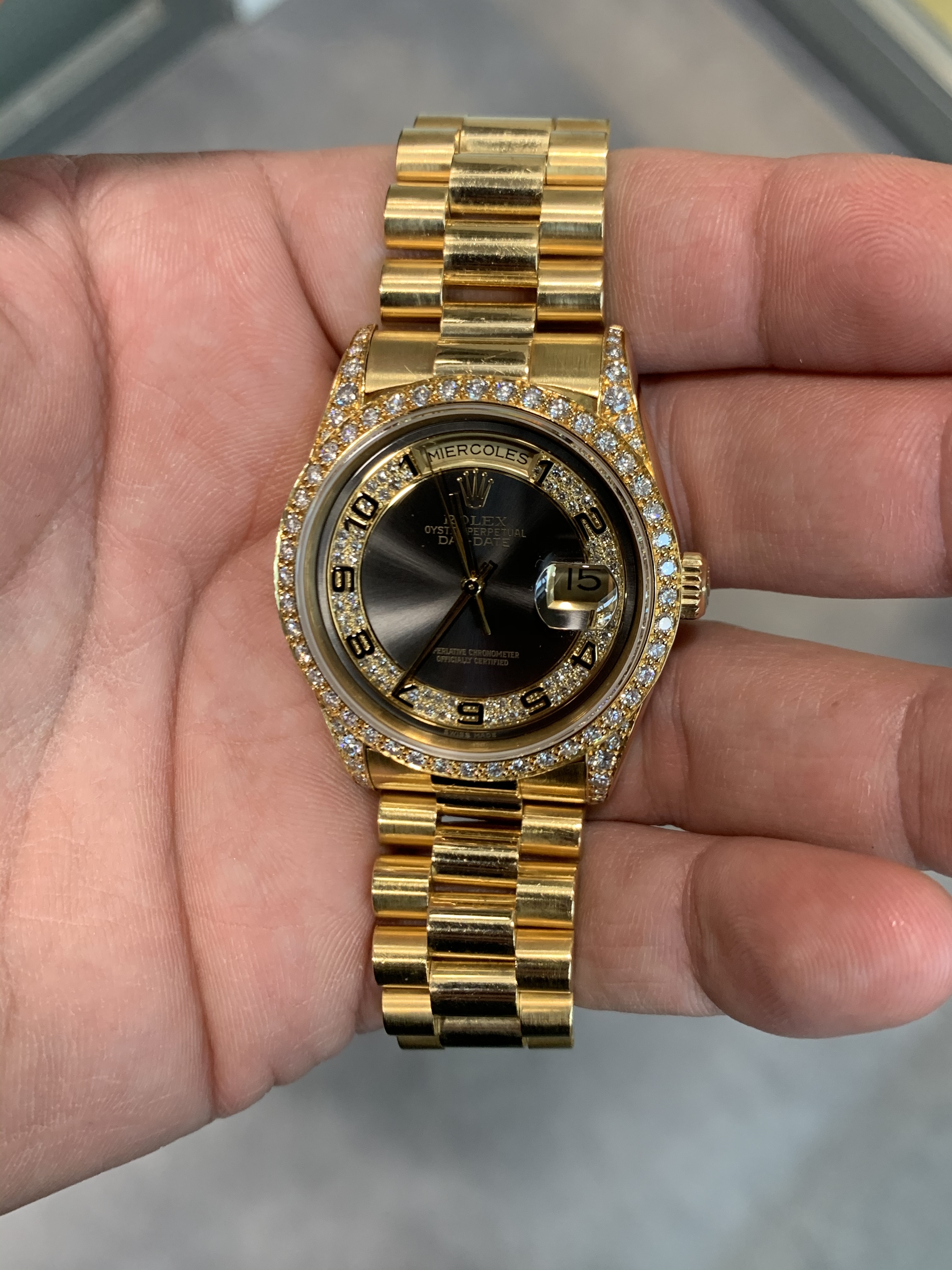 Rolex day-date 18388 factory diamonds L circa 1989