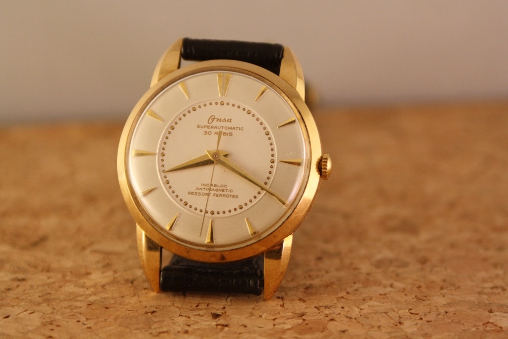 Onsa 35mm yellow gold 'Super Automatic' wristwatch circa 1950 - VINTAGE ...