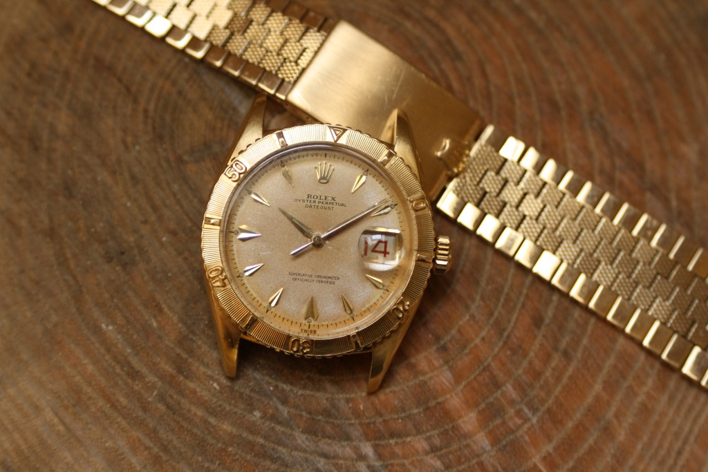 Rolex Thunderbird ref 6609 in yellow gold with a rare brick