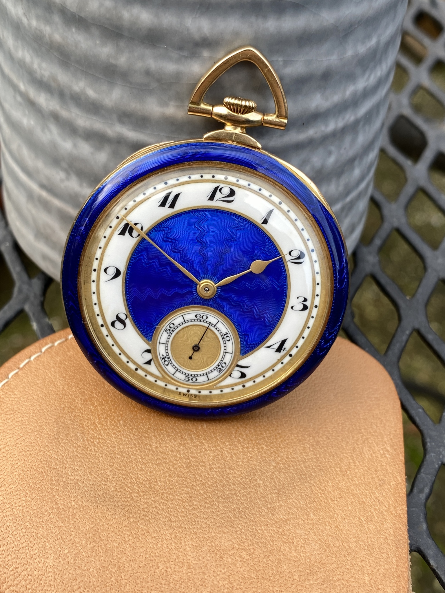 Jules Jurgensen rare Yellow Gold and Blue Enamel pocket watch circa