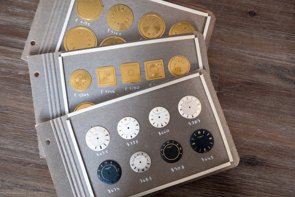 swiss vintage watch dial sample set from Geneva dial maker
