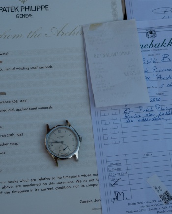 Patek Philippe with Bonebakker service papers reference 565 in steel