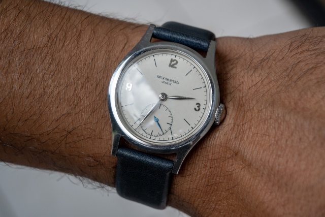 patek 565 on the wrist steel vintage Calatrava 35mm