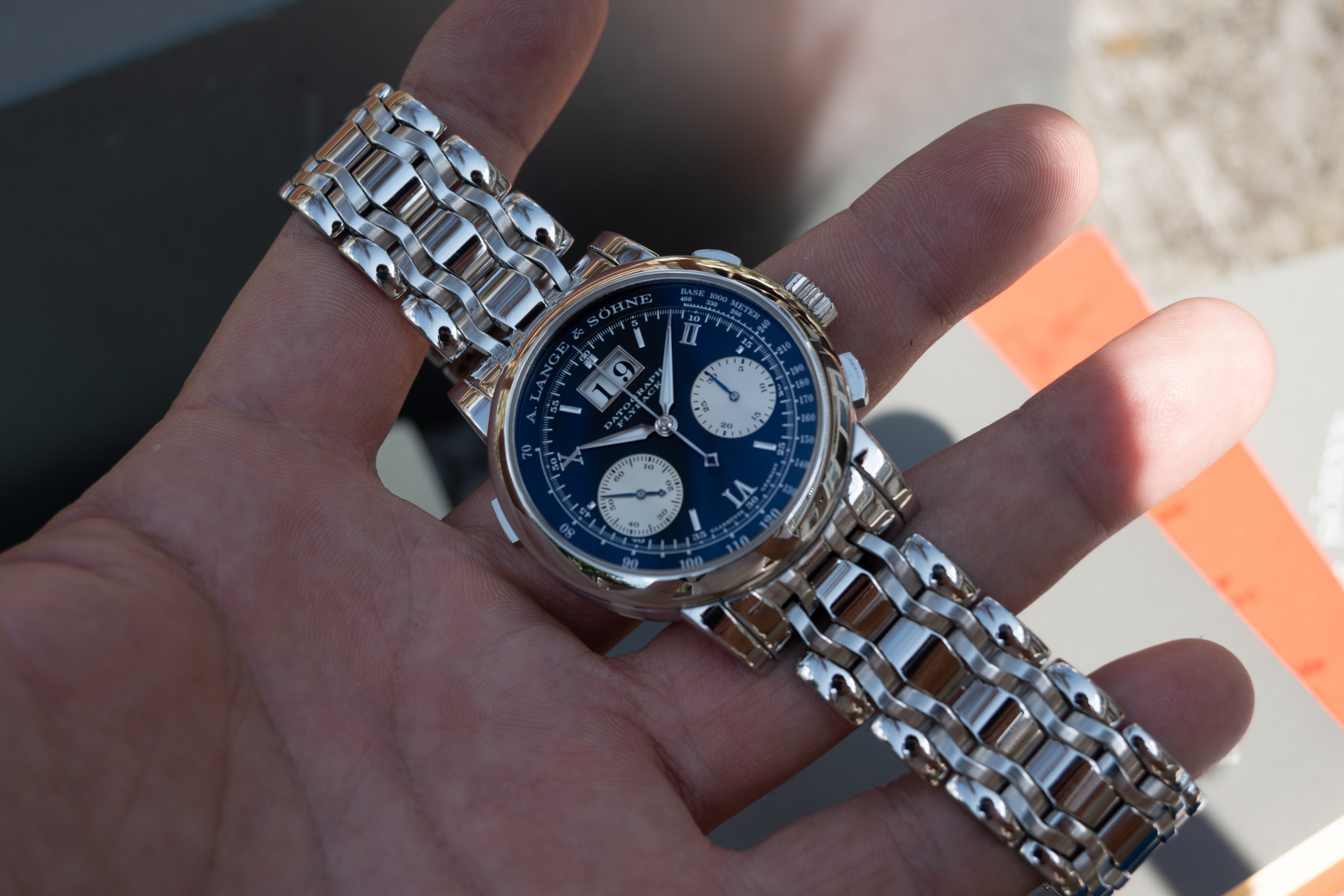 Datograph by Lange and Sohne on platinum Wellendorff bracelet Platinum Wellendorff Bracelet