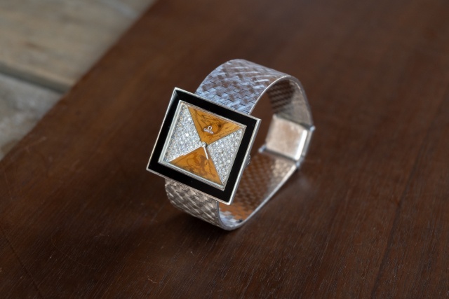 Omega high jewelry diamond and onyx set wristwatch