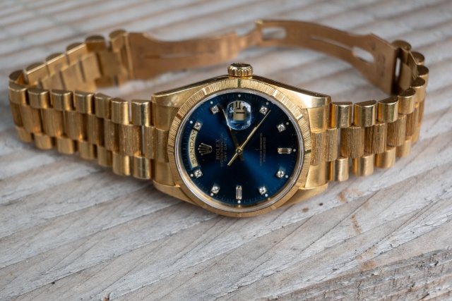 rolex day date diamond dial blue president